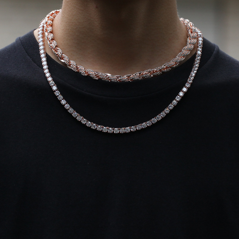 9mm Moissanite Simple Luxury Diamond Studded Twist Chain