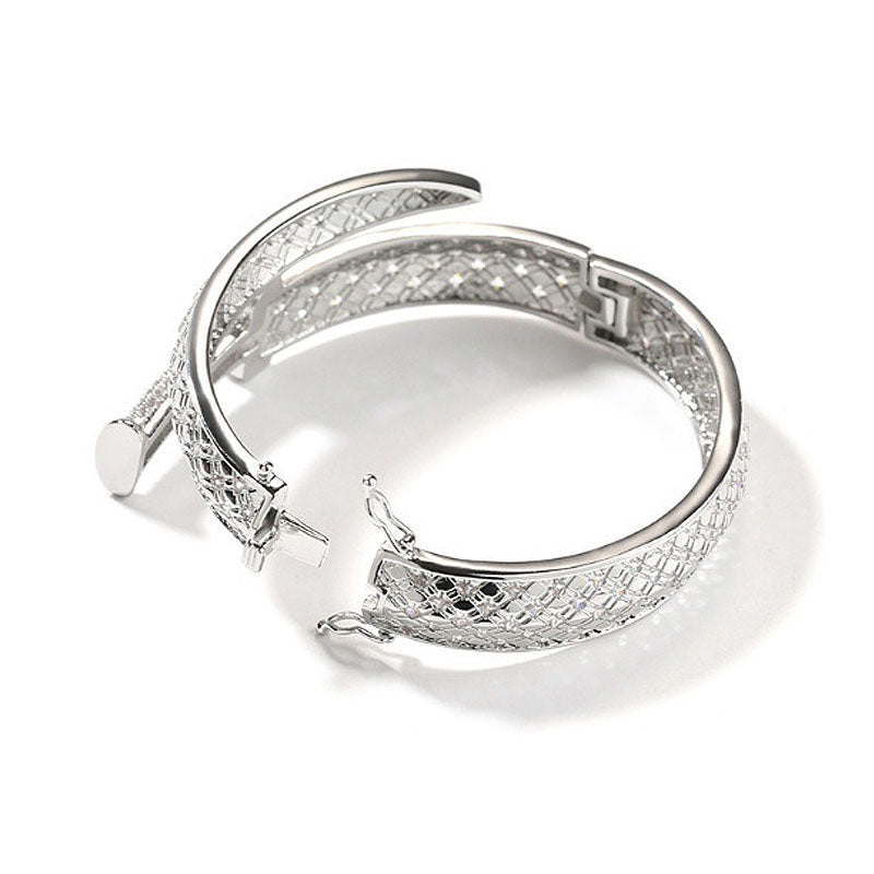 Moissanite Luxury Sword Cross Creative Design Open Bracelet