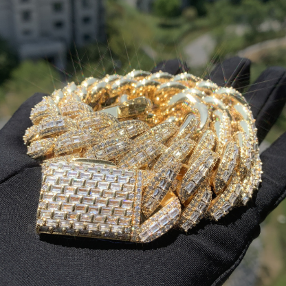 20mm Moissanite T Square Hip Hop Cuban Chain