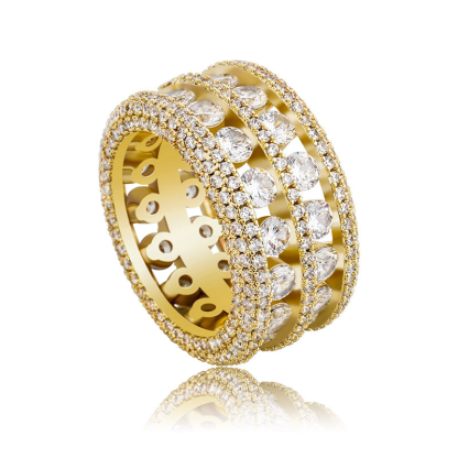 Moissanite Luxury Double Row Hollow Ring