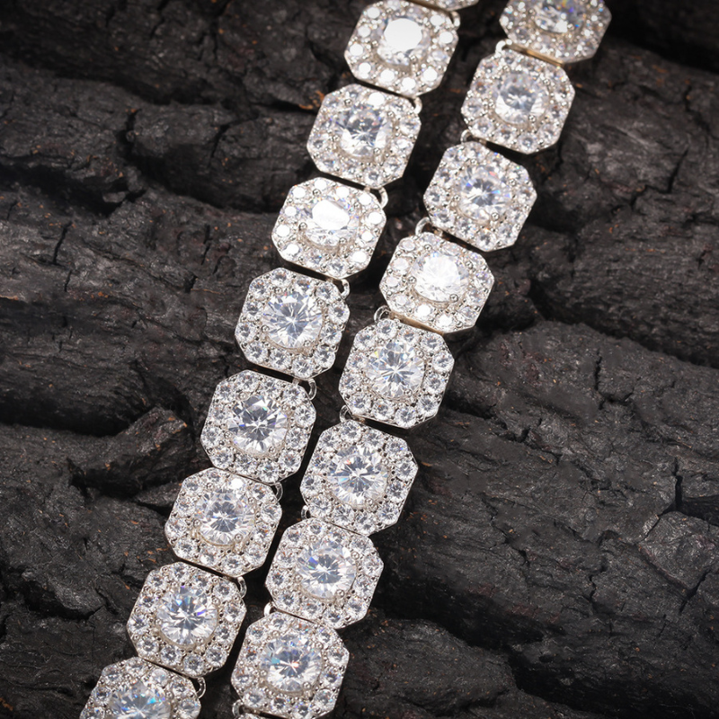 10mm Moissanite Clustered Tennis Chain In Yellow Gold