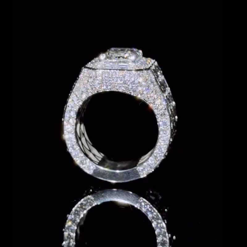 Moissanite Luxury Elegant Square Diamond Baguette Ring