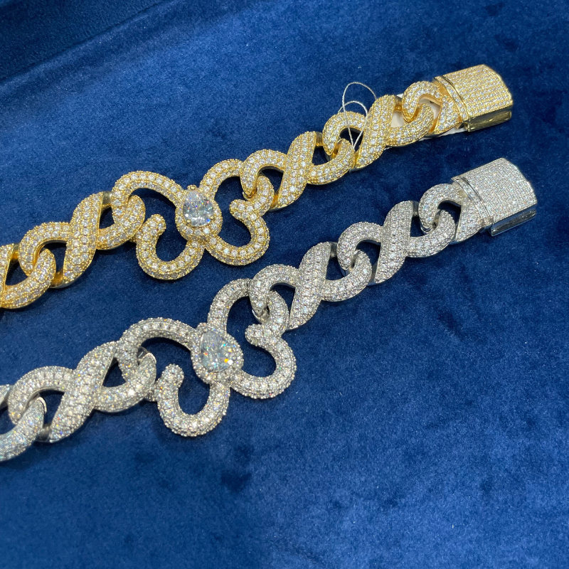 Moissanite Butterfly Infinity Cross Cuban Chain