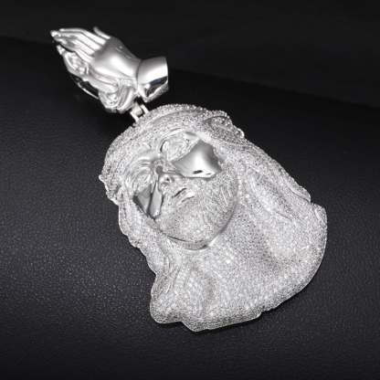 Moissanite Praying Hands Clasp Jesus Pendant