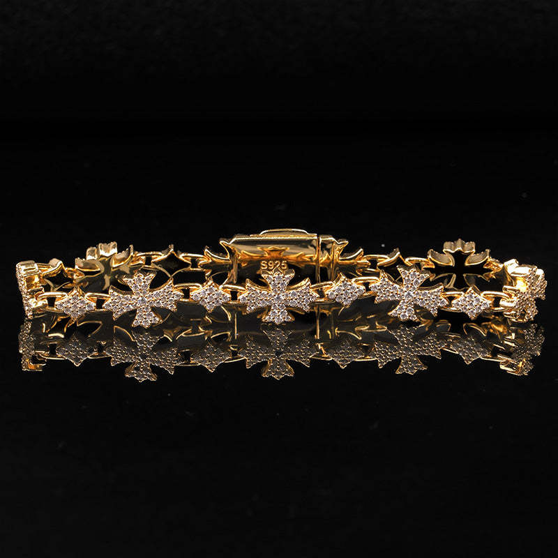 Moissanite Rhombic Cross Bracelet