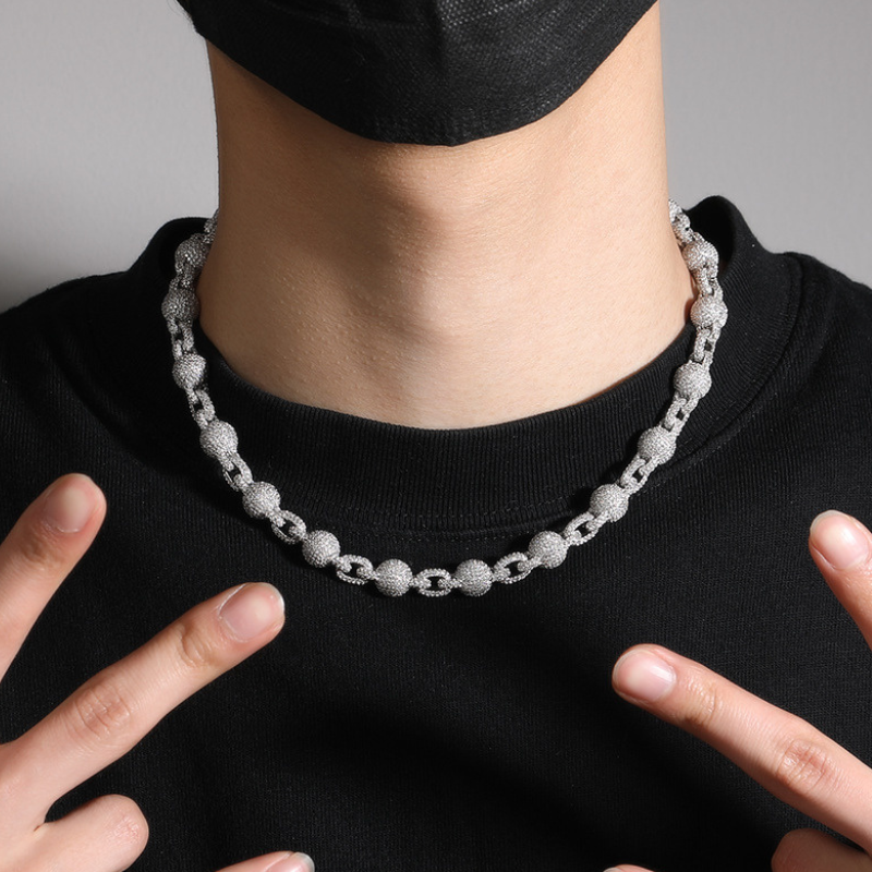 Moissanite Hip Hop Diamond Bead Chain Necklace