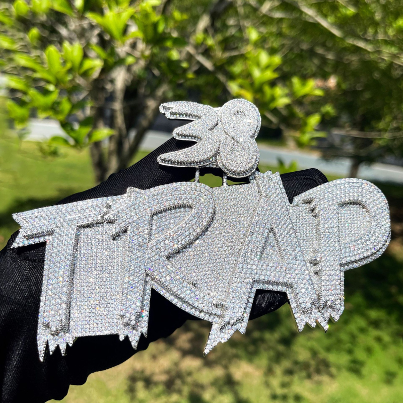 Moissanite Cursive Upper and Lower Two-layer Letter Custom Pendant