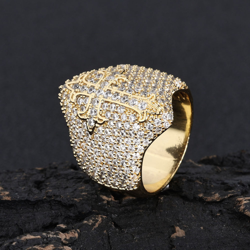 Moissanite Hip Hop Cross Shield Ring