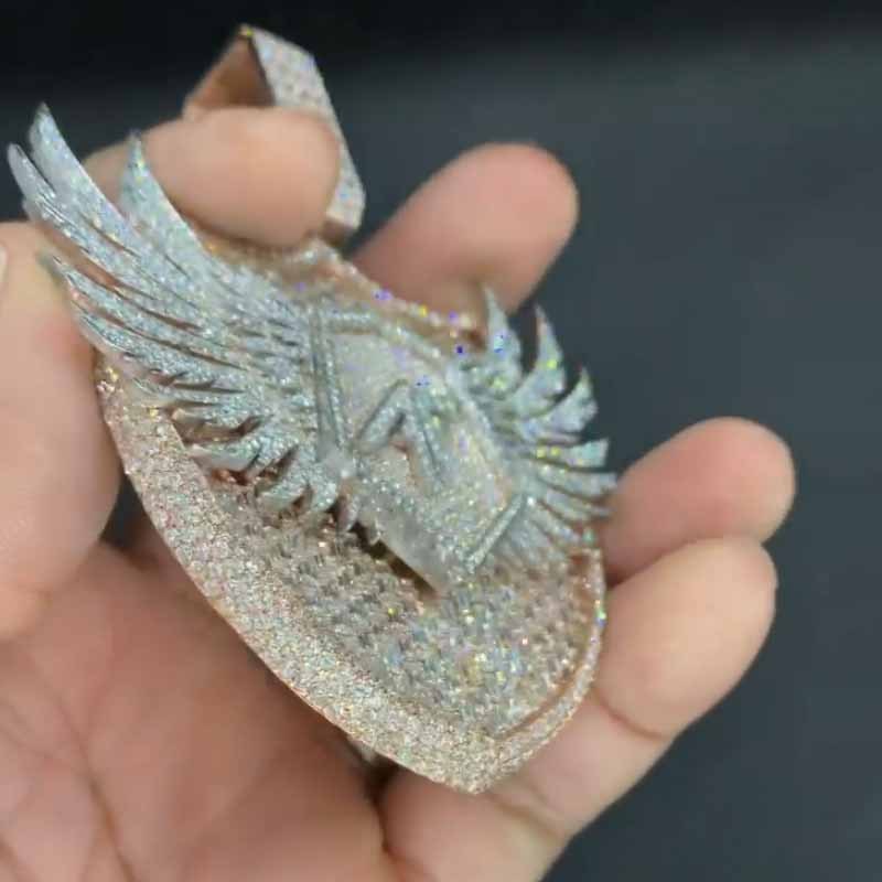 Moissanite Dream Wings Shield Pendant