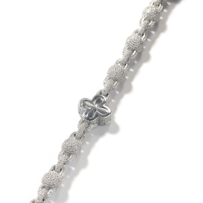 18mm Moissanite Four-leaf Clover Round Bead Lucky Chain