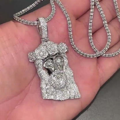Moissanite Rose Headdress Jesus Pendant
