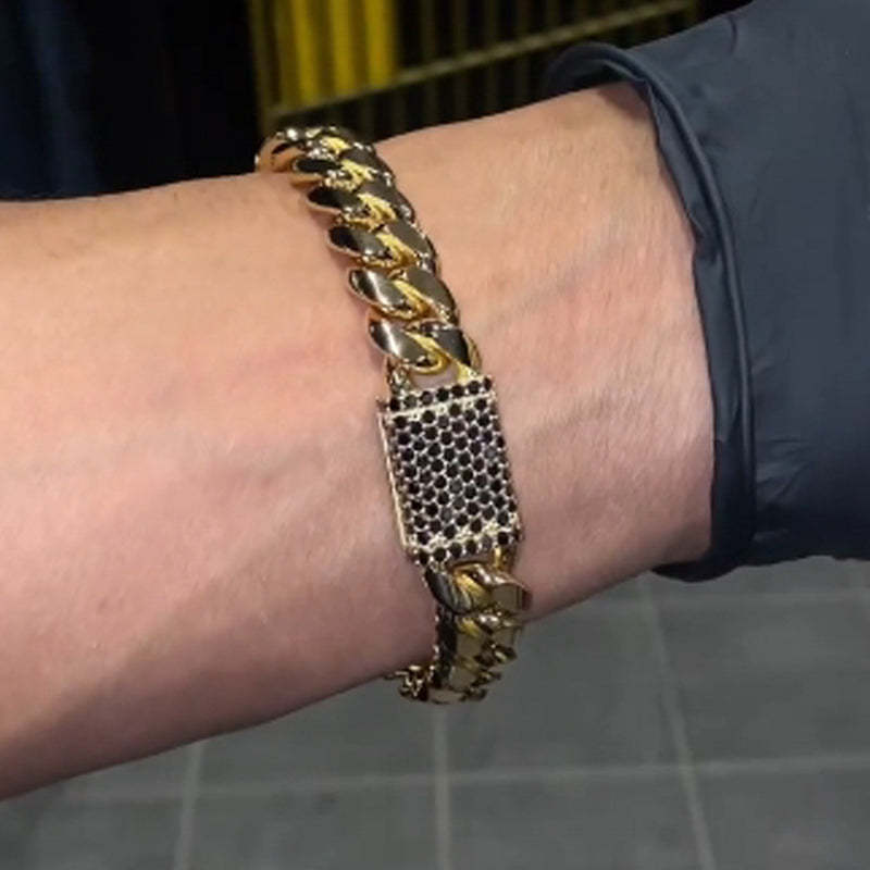 12mm Moissanite Classic Glossy Colored Buttons Cuban Bracelet