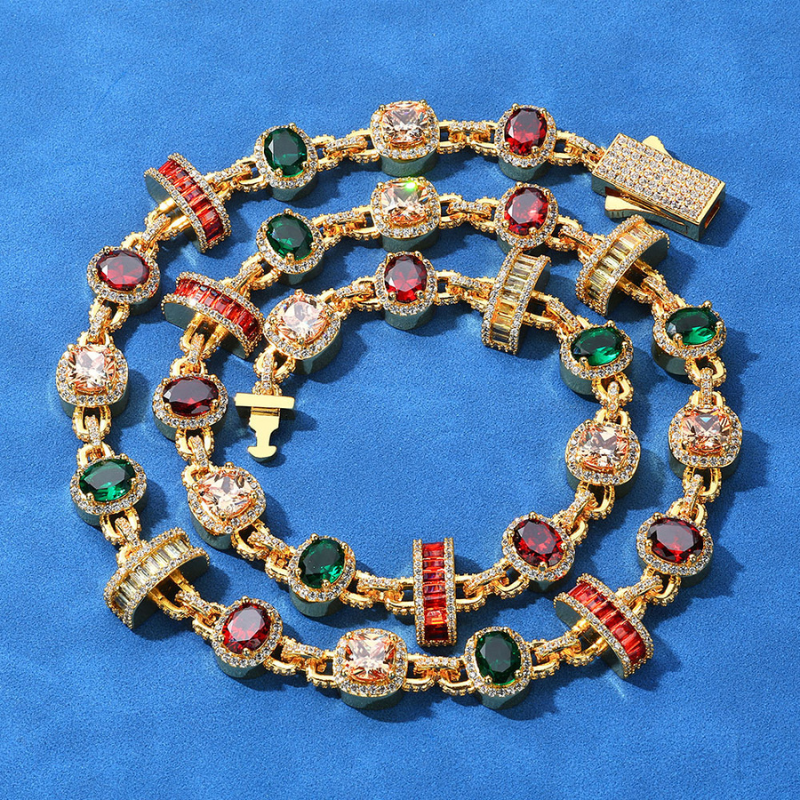 Moissanite Hip Hop Colored Gemstone Chain