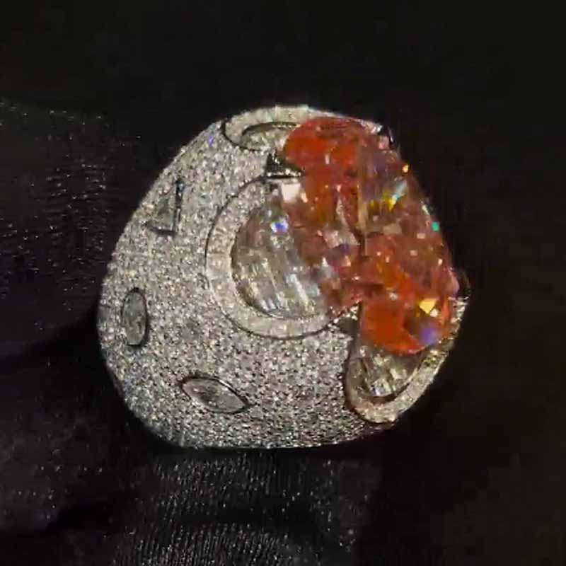 Moissanite Gemstone Dinosaur Egg Ring