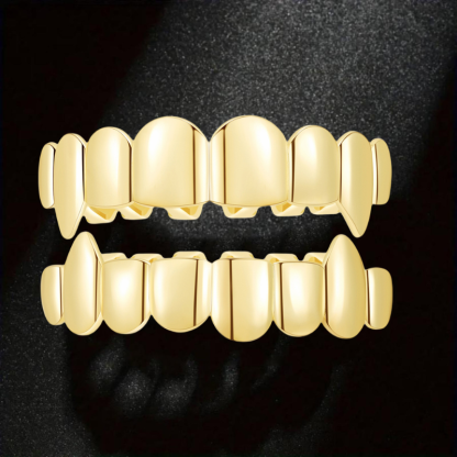 Hip Hop 8-tooth Sharp Tiger Teeth 24K Gold-plated Grillz