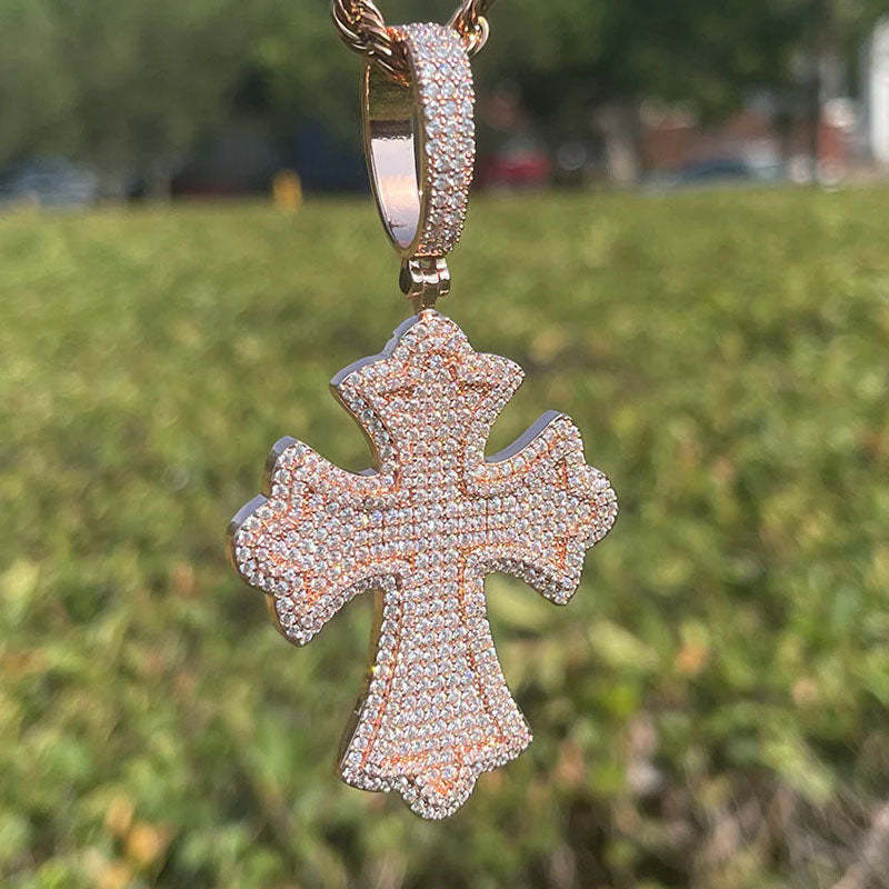 Moissanite Hip Hop Cross Pendant