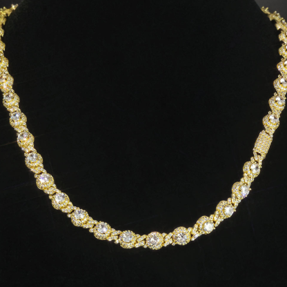 7.5mm Moissanite Hip Hop Round Bead Cuban Chain