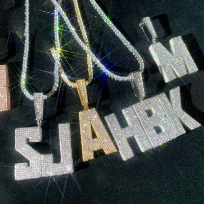 Moissanite Hip Hop Square Letter Custom Pendant