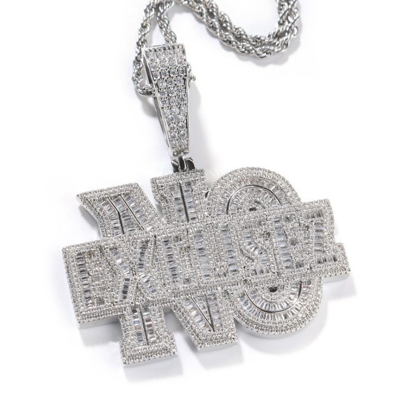 Moissanite "NO EXCUSEZ" Letter Pendant