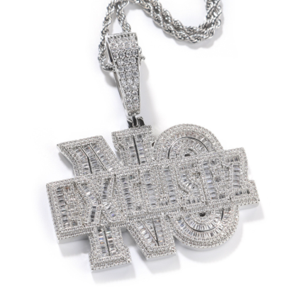 Moissanite "NO EXCUSEZ" Letter Pendant