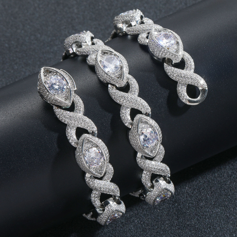 15mm Moissanite Hip Hop Eye Cross Unlimited Cuban Chain