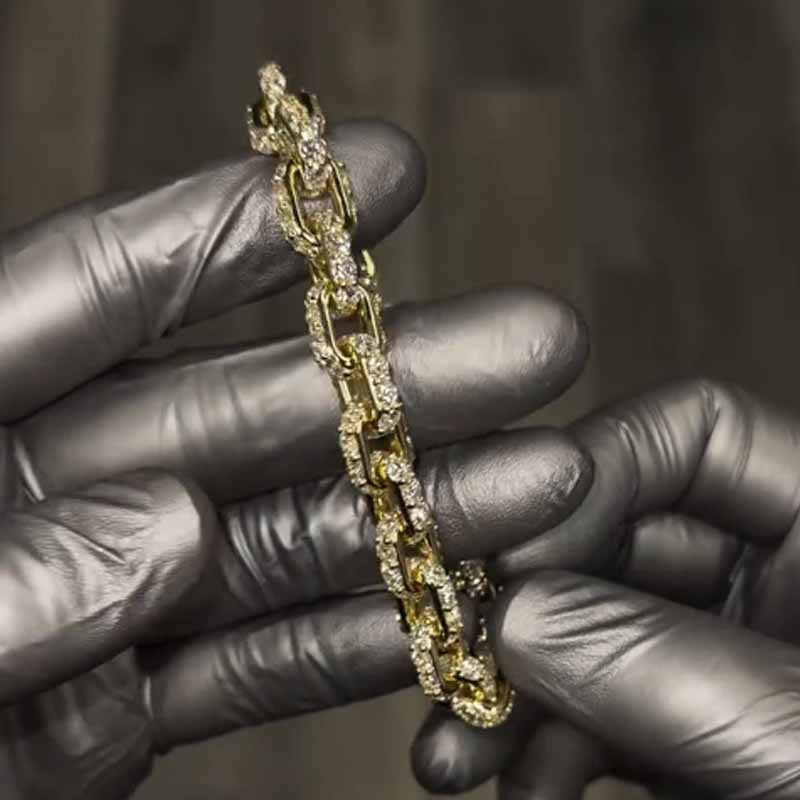 Moissanite Hip Hop Miami Box Clasp Bracelet