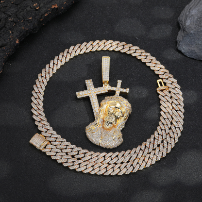 Moissanite Cross Jesus Prayer Pendant