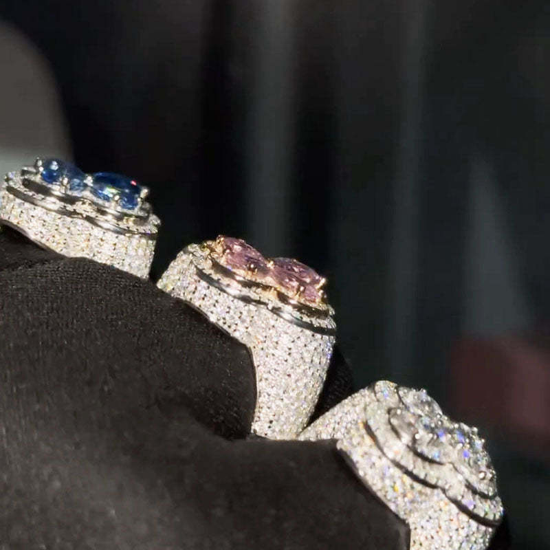 Moissanite Four-Leaf Clover Three-Dimensional Ring