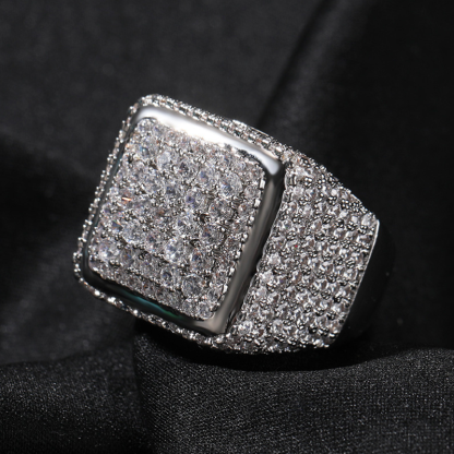Moissanite Hip Hop Vintage Big Square Ring