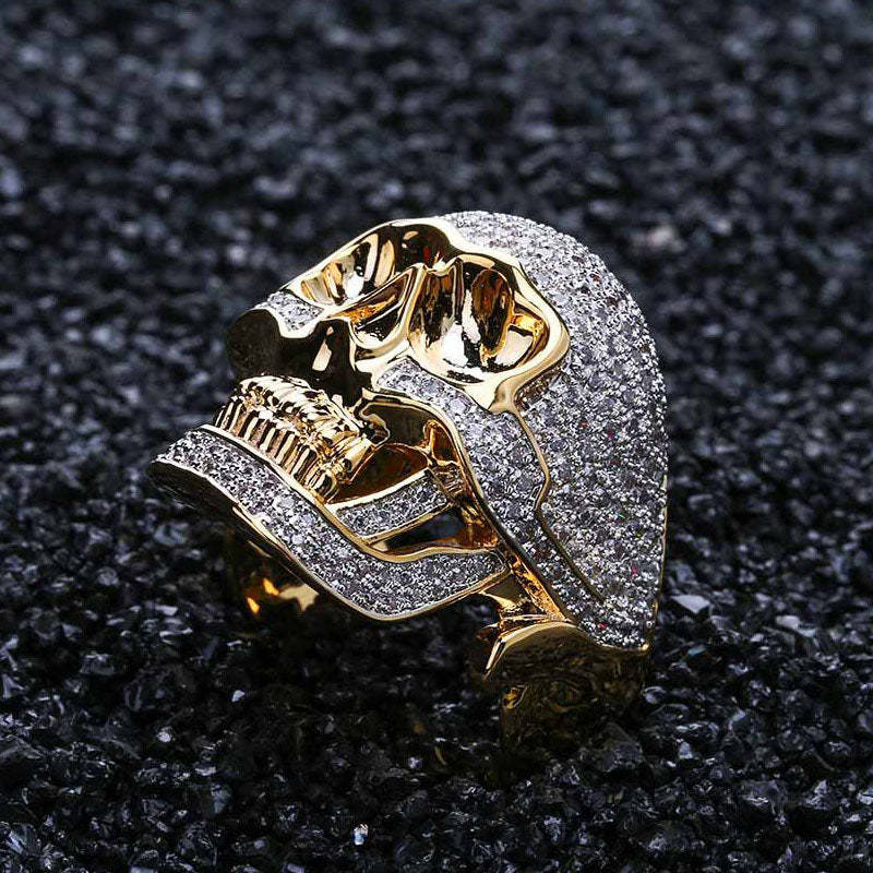 Moissanite Personality Hip Hop Punk Skull Bully Ring