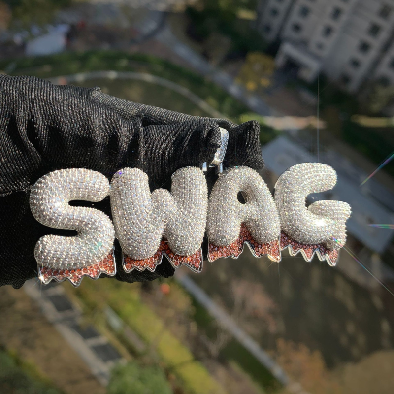 Moissanite Hip Hop DIY Round Letter Custom Pendant