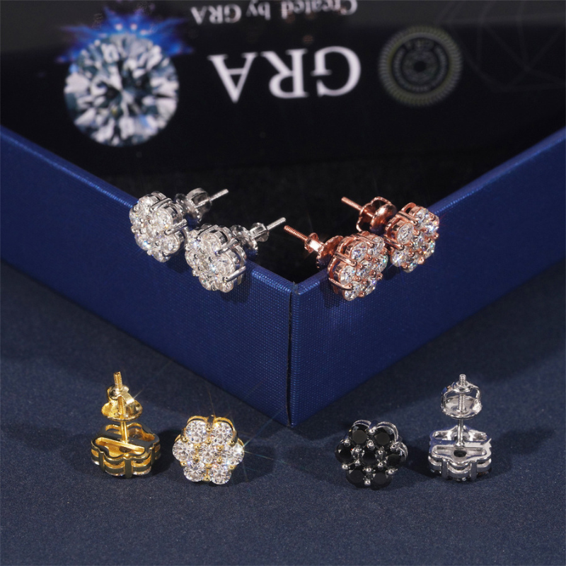 9mm Moissanite Flower Earrings