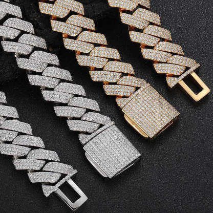 25mm Hip Hop Three Row Diamond Cuban Chain