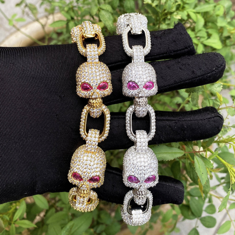 Moissanite Hip Hop Skull Bracelet