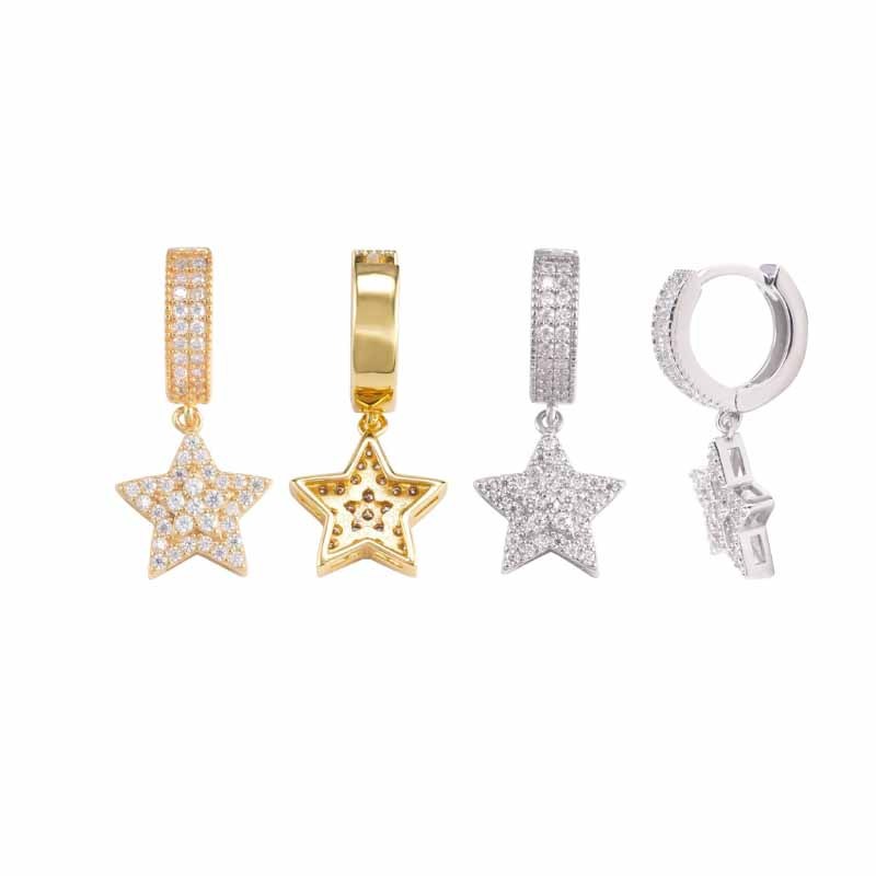S925 Silver Moissanite Creative Star Earrings
