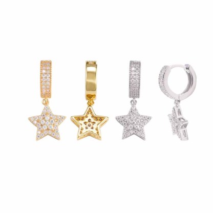 S925 Silver Moissanite Creative Star Earrings