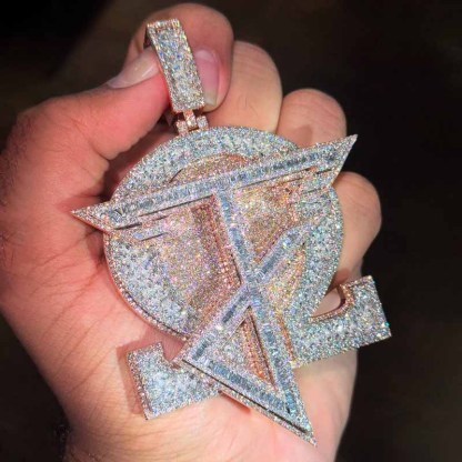 Moissanite Hip Hop Designer Letter Round Pendant