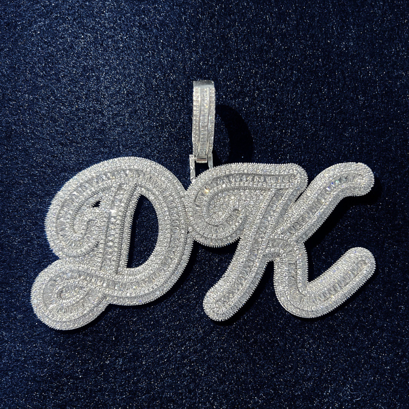 Moissanite Hip Hop Baguette Custom Letter Pendant