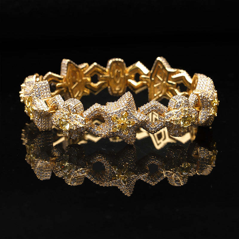 Moissanite Star Spliced Four-Leaf Clover Bracelet