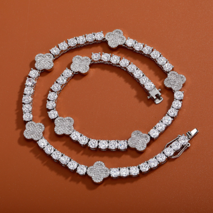 5mm Moissanite Four Leaf Clover Lucky Tennis Chain