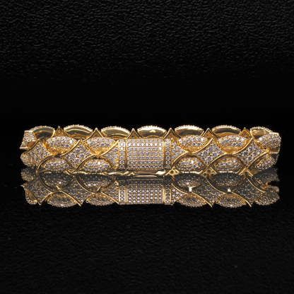 Iced Out Rhombus Interlocking Moissanite Bracelet