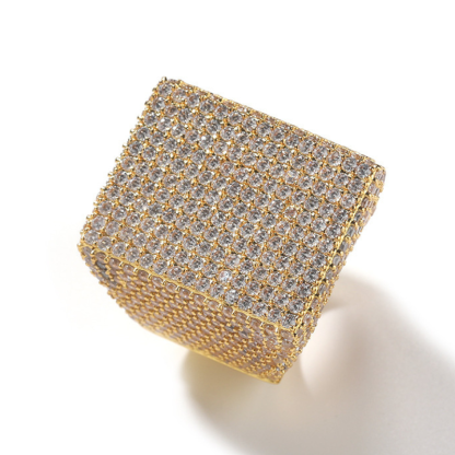 Moissanite Hip Hop Sparkle Big Square Ring