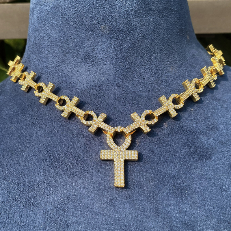 Moissanite Hip Hop Cross Ankh Chain