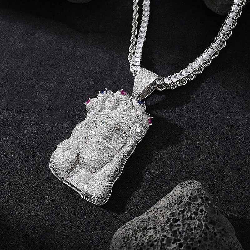 Moissanite Gems Embellish the Crown Jesus Pendant