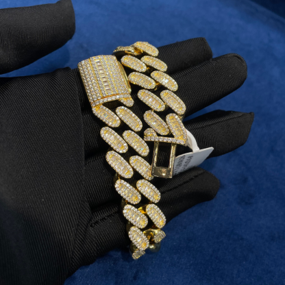 Moissanite Baguette Cuban Bracelet