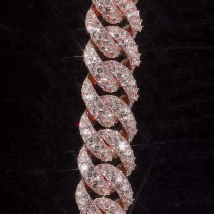 22mm Round and Carre Cut Moissanite Cuban Chain