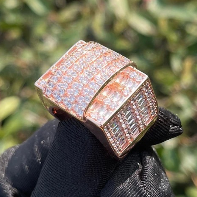 Moissanite Hip Hop Sparkle Rectangular Ring