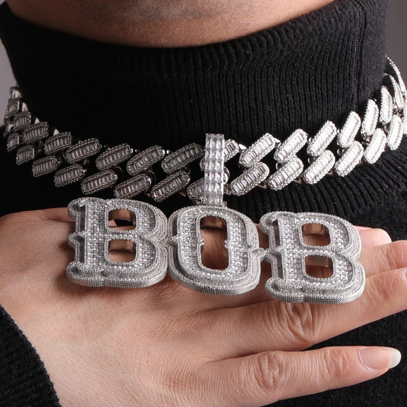 Moissanite Art Design Merman Lettering Custom Pendant