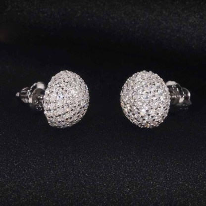 S925 Moissanite Half-round Mushroom Shape Earrings