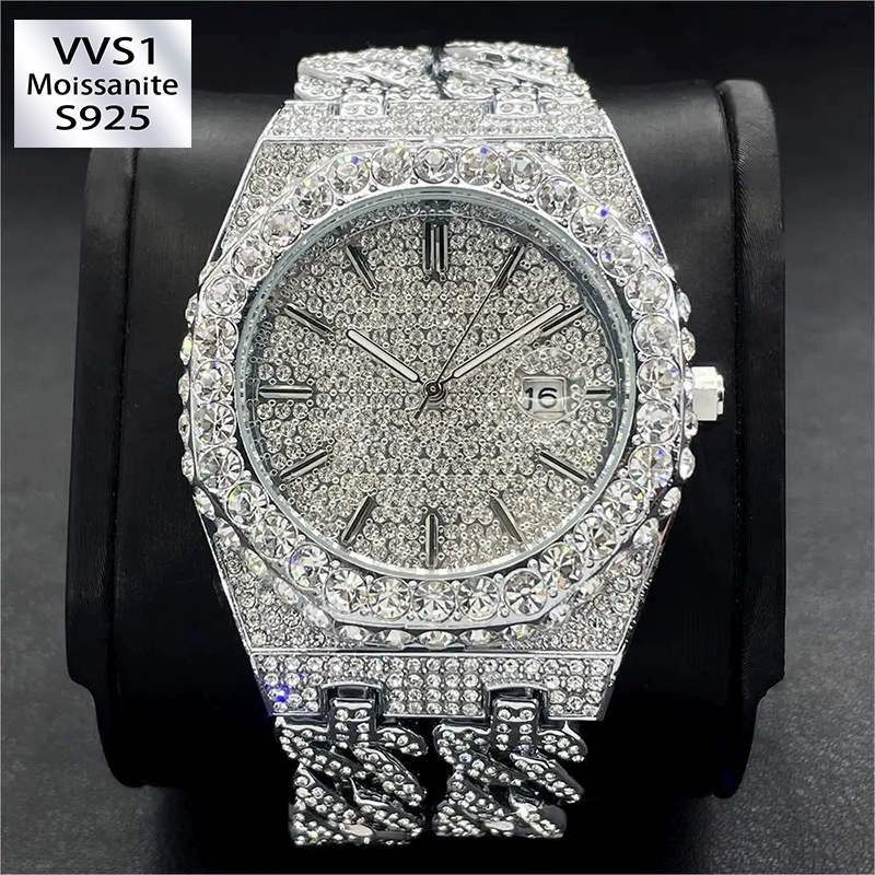 Iced-out Diamond Moissanite Watch